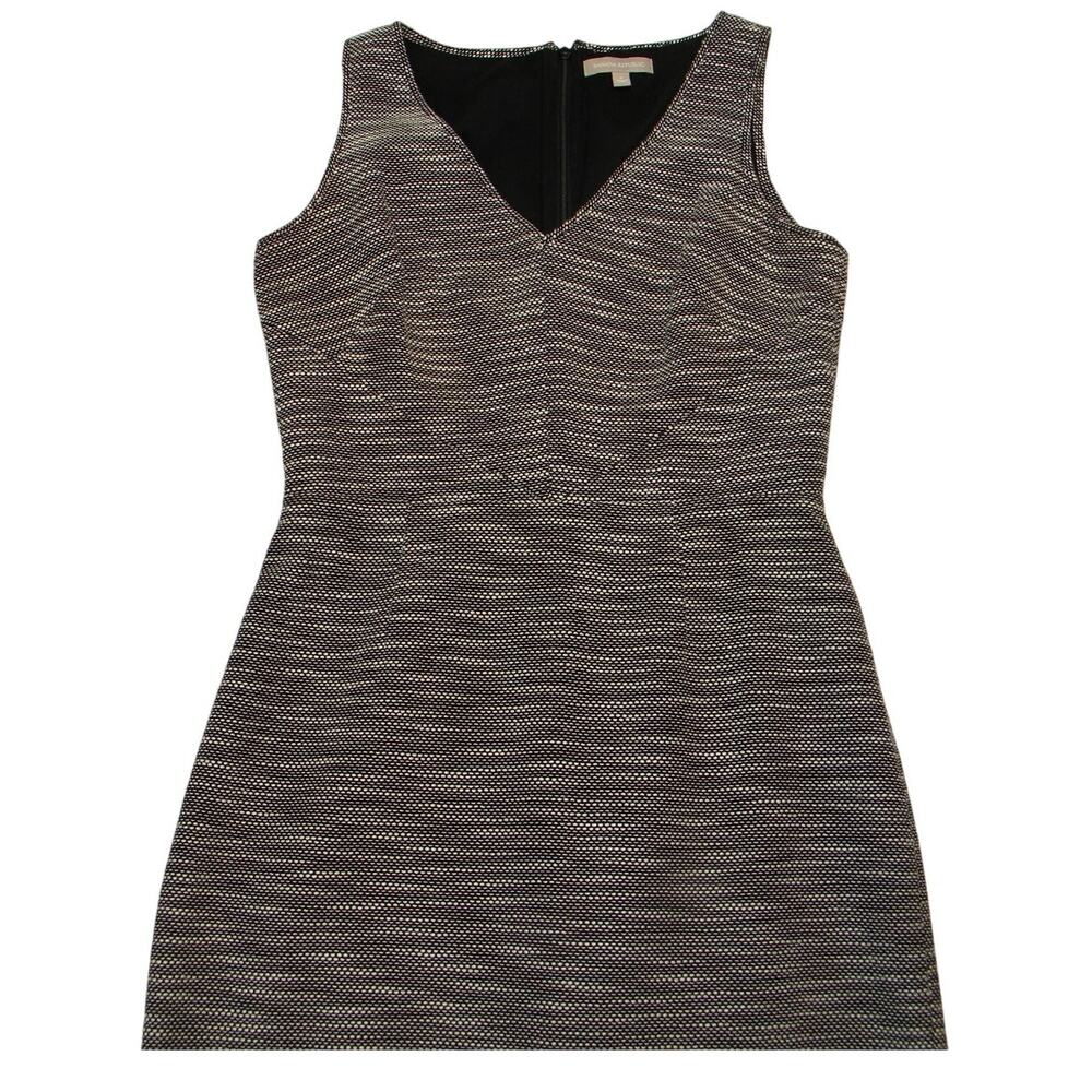 Banana Republic Sheath Dress V-neck Woven Black White Work Classic Layer Size 8